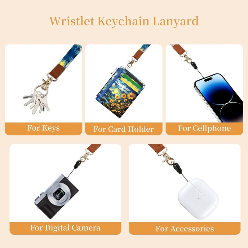 Hancynir Sunflower Slim Wallet Women Credit Card Holder, RFID Blocking Front Pocket Wallet Wristlet Keychain Lanyard, Small Cute Mini Card Case, Thin Travel Zipper Coin PU Leather Ladies Female Gifts - Image 4